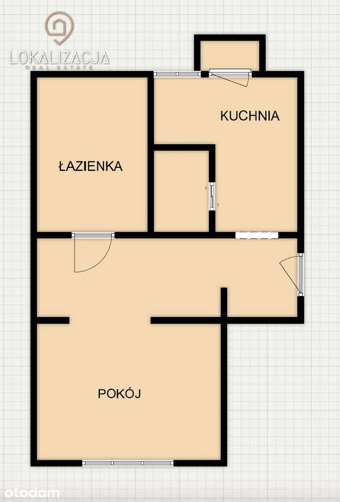 Przestronna umeblowana kawalerka z osobną kuchnią,