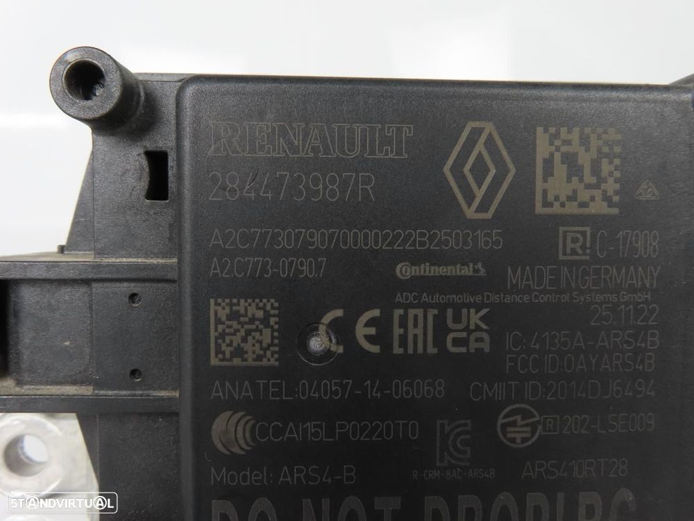 Sensor ACC / Radar Distancia Frontal Usado / Original RENAULT ZOE (BFM_)/RENAULT... - 4