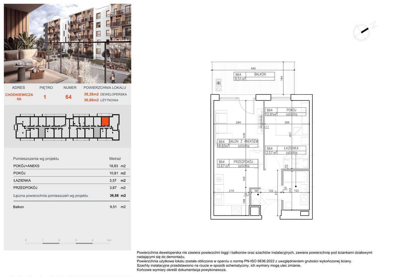 Mieszkanie, 36,95 m², Bydgoszcz