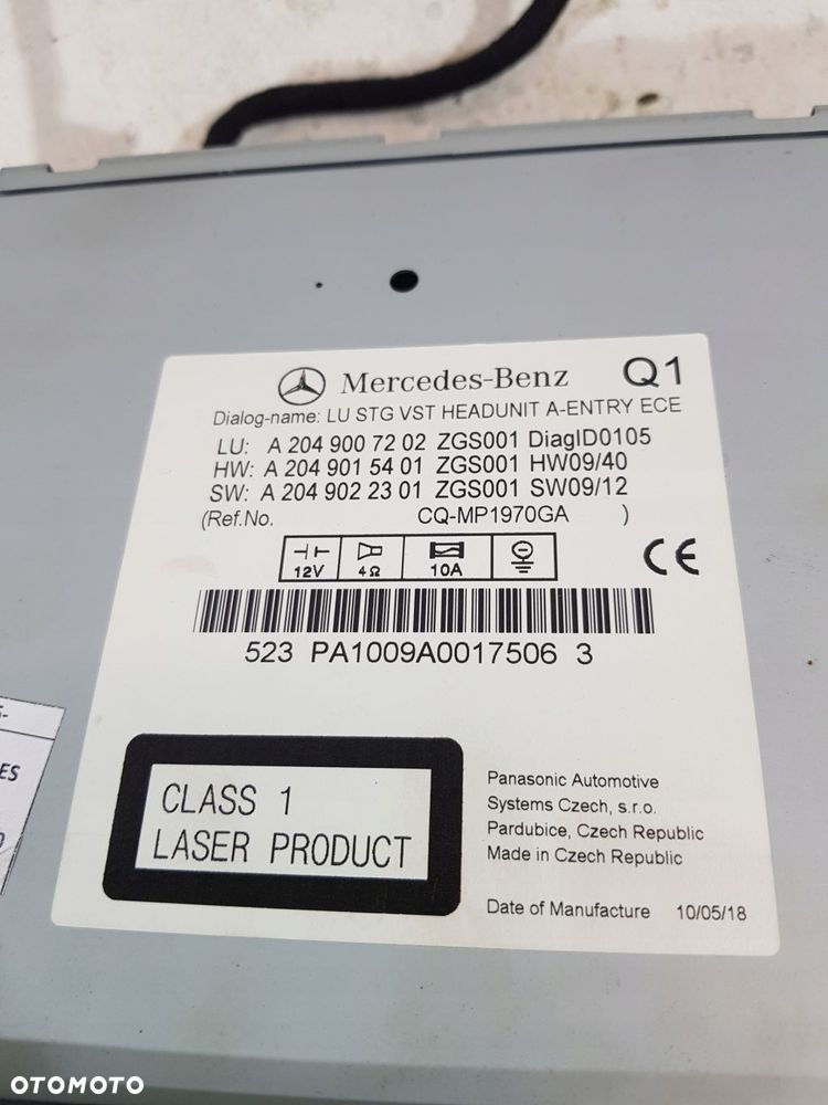 wyświetlacz nawigacja radio a2046801231 mercedes c-klasa w204 1.8 cgi kpl - 8