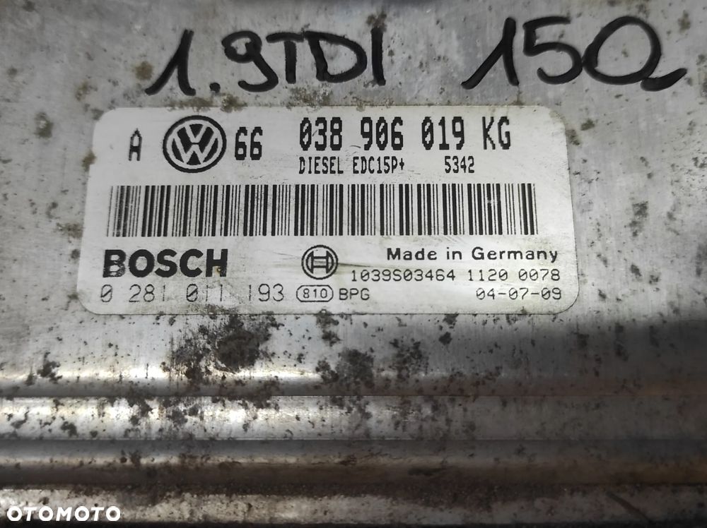STEROWNIK KOMPUTER SILNIKA 1.9 TDI ARL 038906019KG DIESEL EDP15P+ 0281011193 SPRAWNY GWARANCJA  WYSYŁKA !!!! - 2