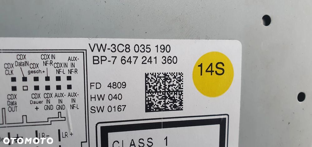 Radio radioodtwarzacz oryginał BDB KOD VW Passat B6 3C8035190 - 9