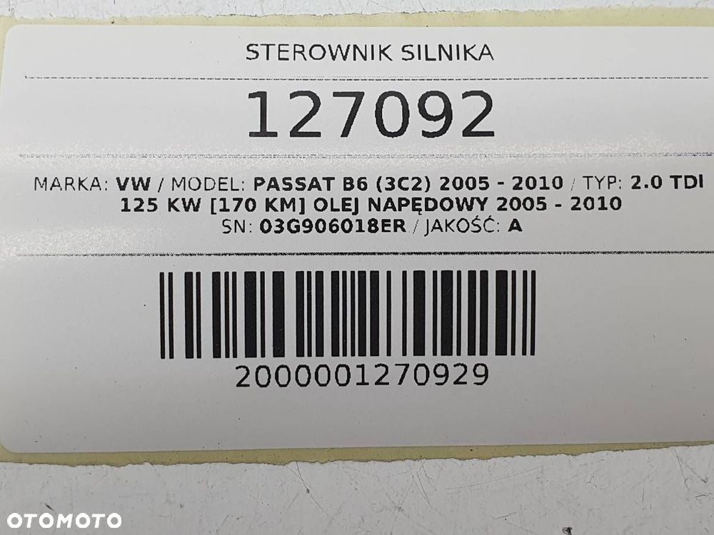 KOMPUTER STEROWNIK 2.0 TDI 170 VW PASSAT B6 03G906018ER - 5