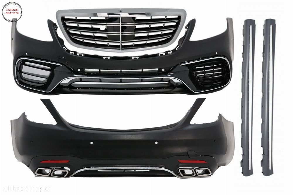 Pachet Exterior Mercedes S-Class W222 Facelift (2013-06.2017) S63 Design Cu Grila - livrare gratuita - 1