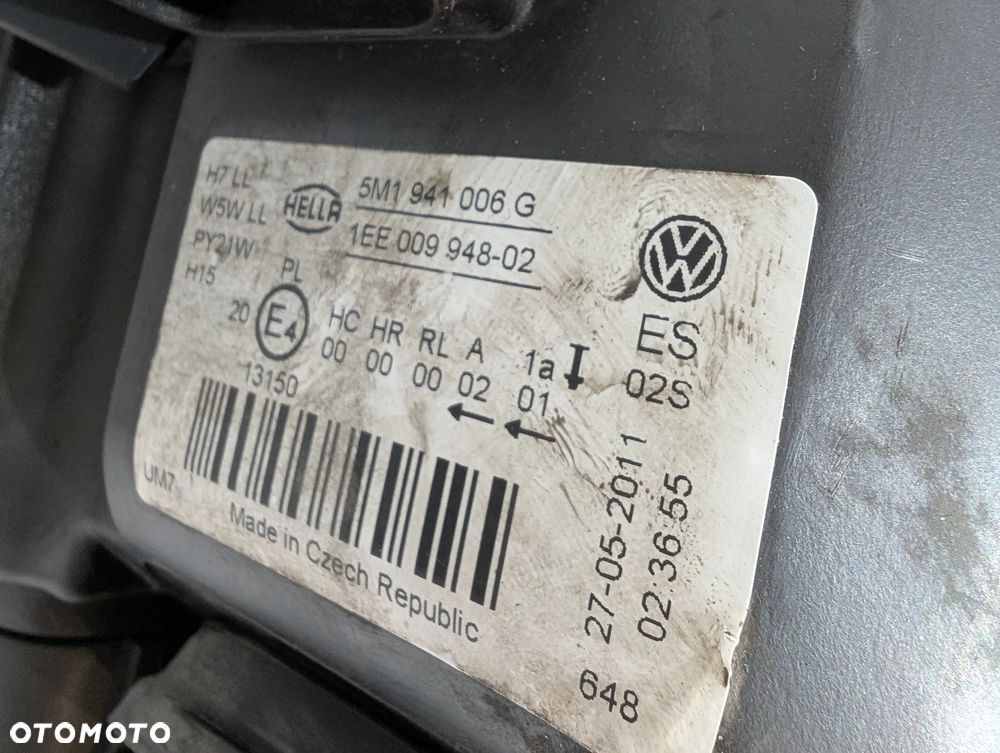 VW GOLF VI PLUS LAMPA LEWA PRAWA PRZÓD 5M1941005G 5M1941006G EUROPA - 10