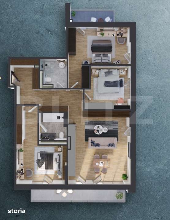 Apartament 4 camere, 100 mp, 2 balcoane 18 mp, proiect nou nZEB, zona — fotografia 1