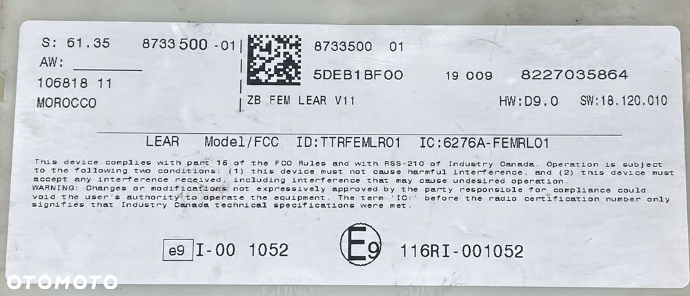 M8 STEROWNIK MODUŁ BDC FEM BMW 1 F20 8733500 - 8