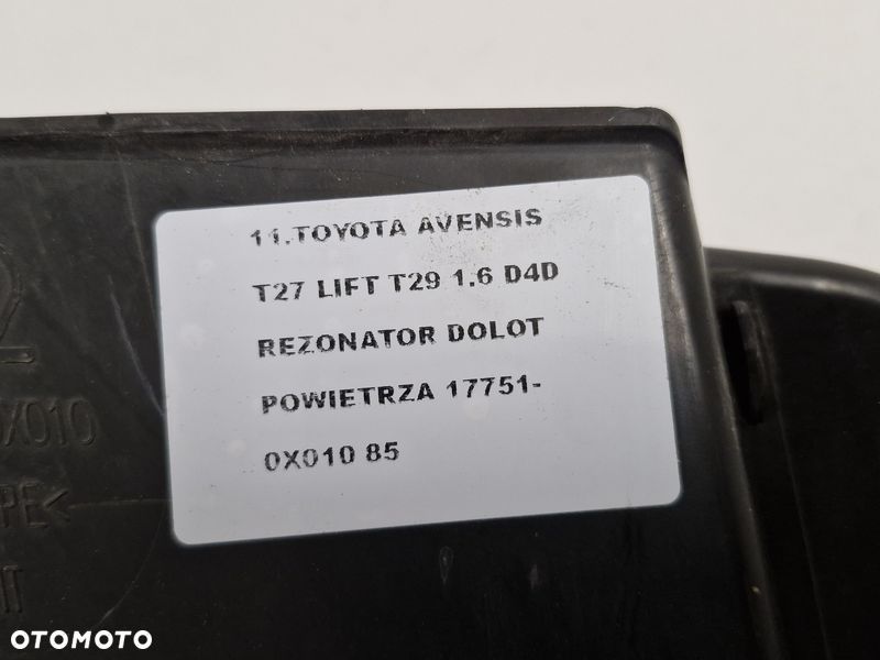 toyota avensis t27 lift t29 1.6 d4d rezonator dolot powietrza 17751-0x010 - 3