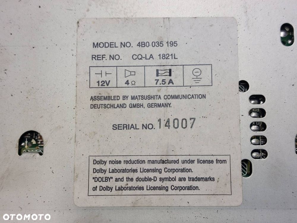 RADIO ODTWARZACZ AUDI A6 C5 4B0035195 - 4