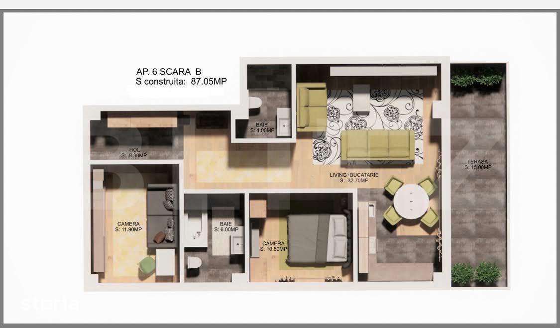 Apartament cu 3 camere, 87 mp, zona Centrala — fotografia 1