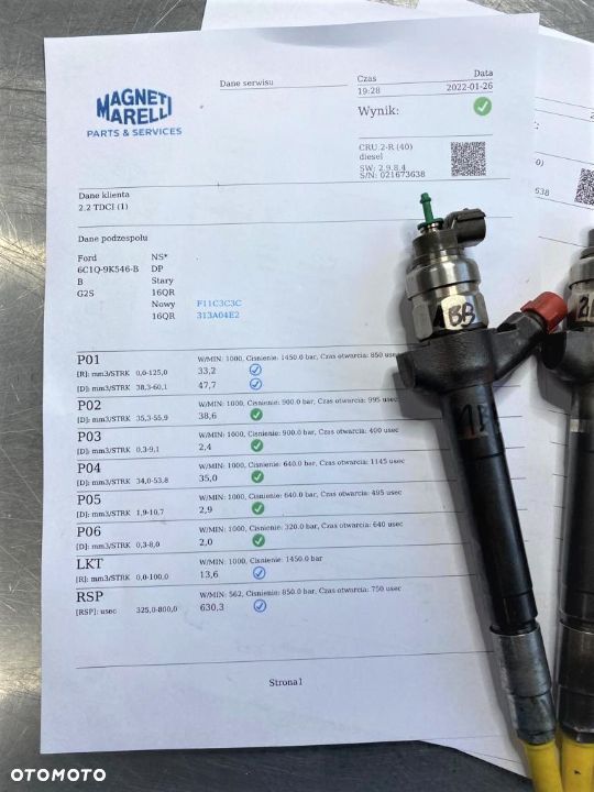 WTRYSKIWACZ TEST 2.2 TDCI HDI 6C1Q 9K546 BB REGENERACJA WTRYSK JAK NOWY WYDRUK IMA PEUGEOT JUMPER BOXER DUCATO TRANSIT - 3