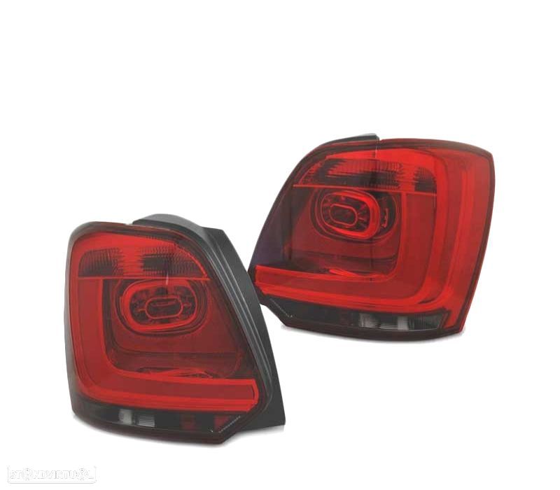 FAROLINS TRASEIROS LED VOLKSWAGEN VW POLO 6R 09-13 RED SMOKED VERMELHO FUMADO ESCURECIDO - 2
