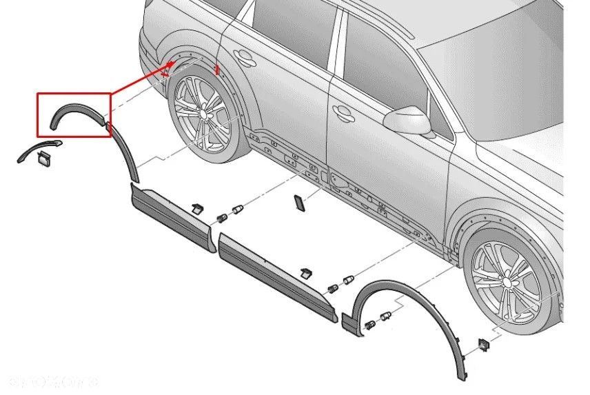 Listwa Audi Q7 II 4m 15r.- NOWA prawa tylna nakładka błotnika rant nadkola zderzaka prawy tył 4m0853 - 1