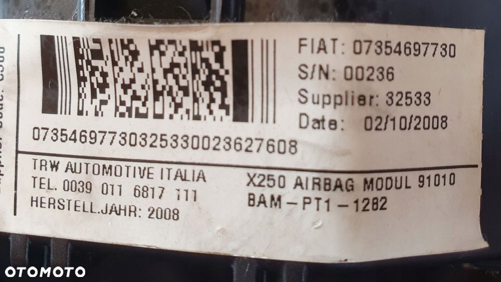 airbag poduszka kierowcy peugeot boxer iii - 3