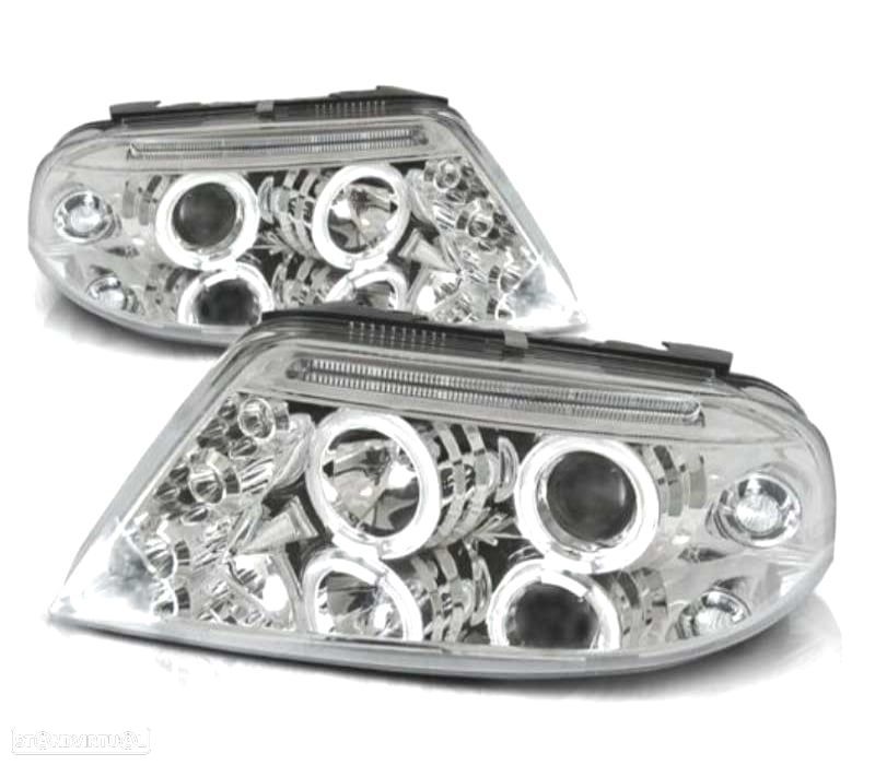 FARÓIS ANGEL EYES VOLKSWAGEN VW PASSAT 3BG 00-05 FUNDO CROMADO - 1