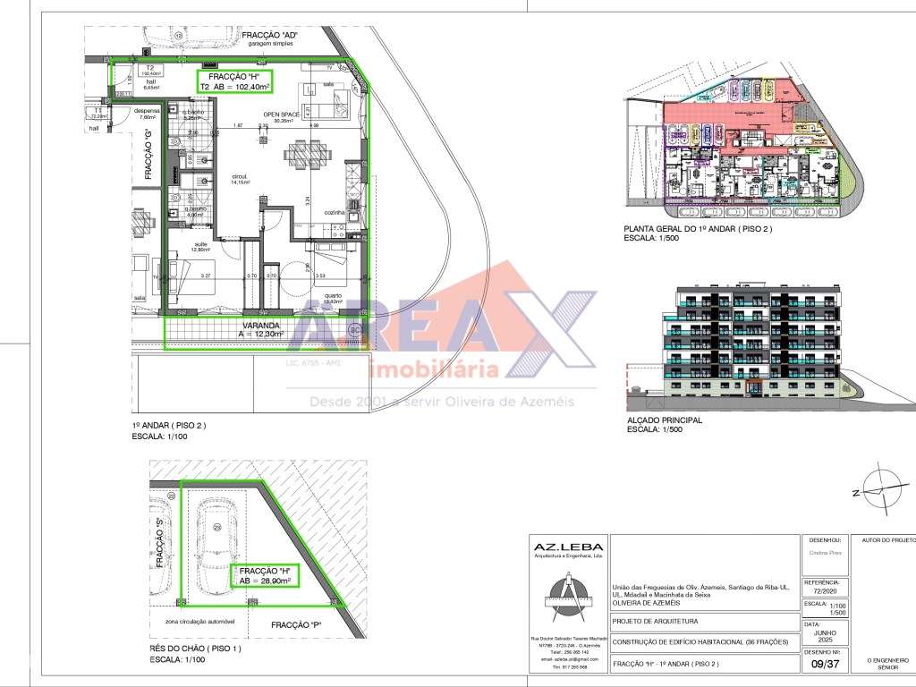 FRAÇÃO H - 1º andar - T2 - 1 lugar de garagem - Grande imagem: 2/17
