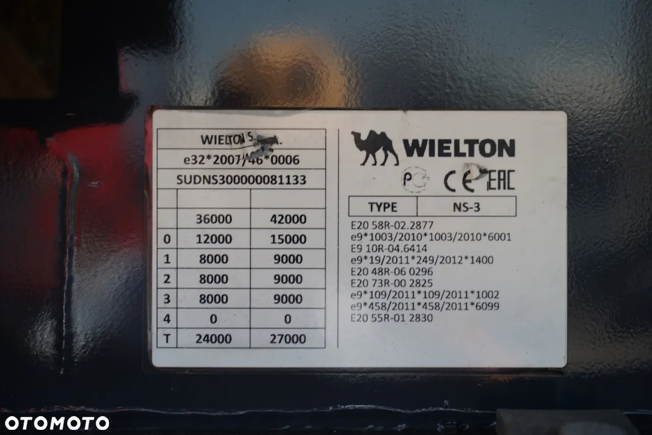 Wielton FIRANKA / MULDA DO STALI - 9 M / OSIE SAF / OŚ PODNOSZONA / COILMULDA - 26