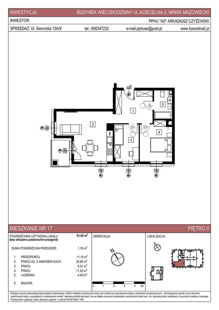 Mieszkanie, 57,03 m², Mińsk Mazowiecki