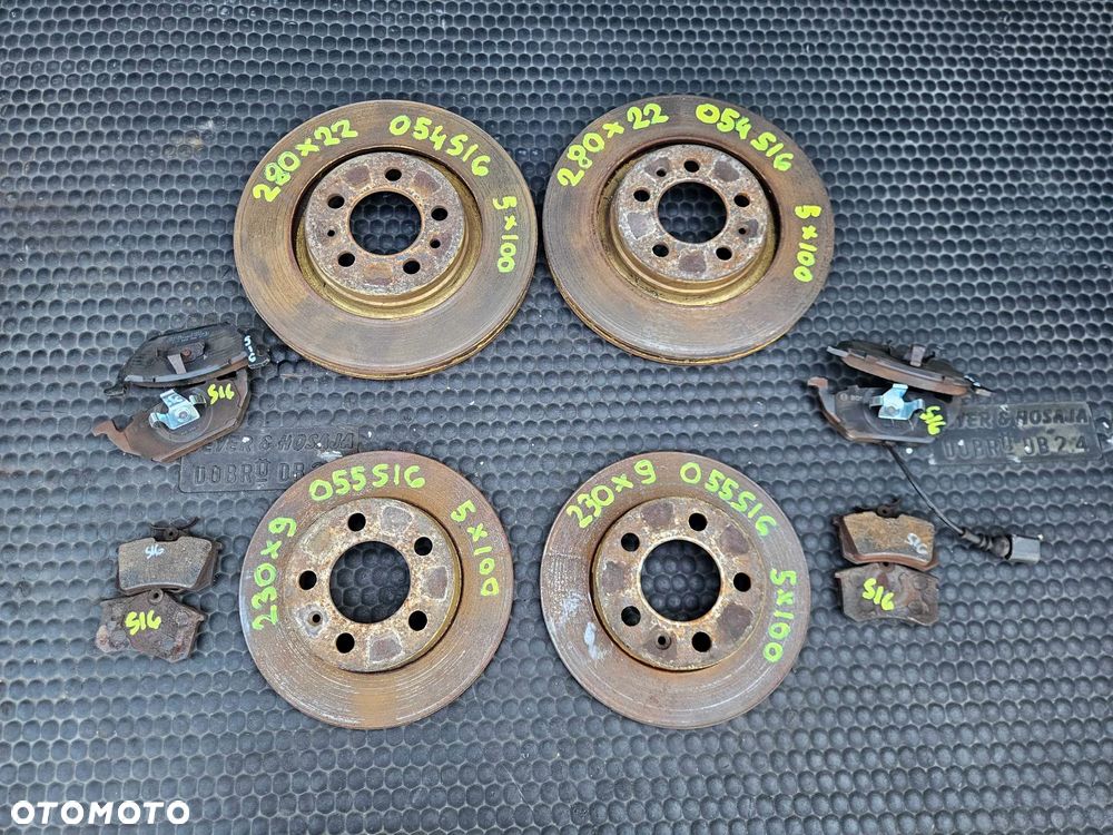 Tarcze Tarcza 280mm 230mm 5x100 Klocki Hamulce Przod Przednie Tyl Tylne VW Golf IV 4 Audi A3 8L Skoda Seat - 1