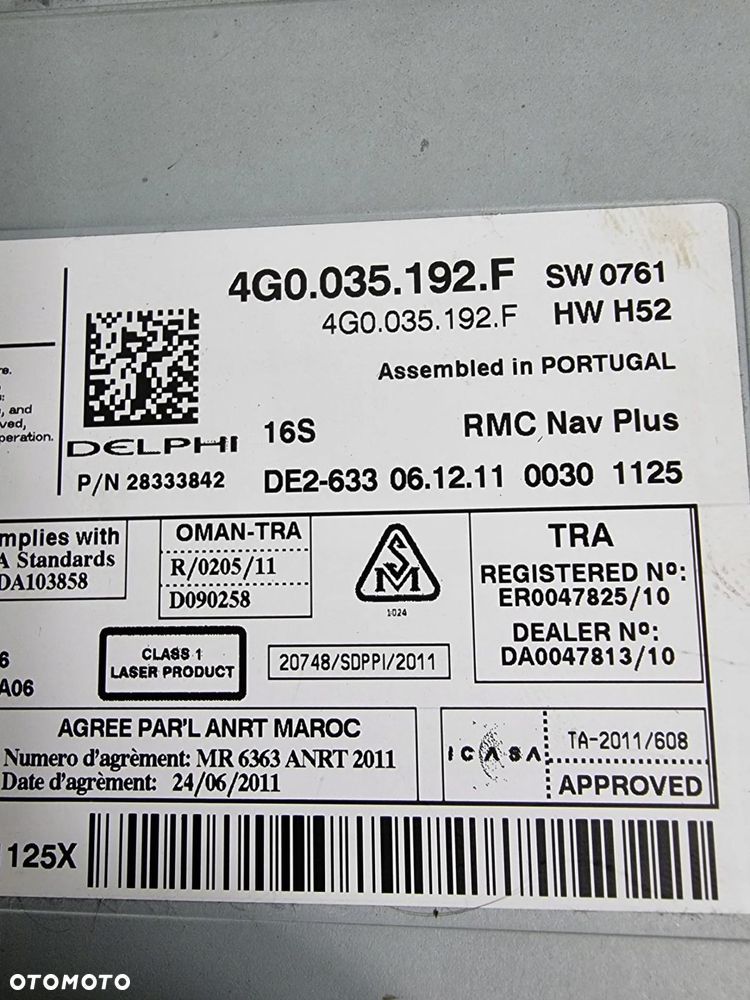MULTIMEDIA NAWIGACJI MMI CZYTNIK A6 A7 4G0035192F - 6