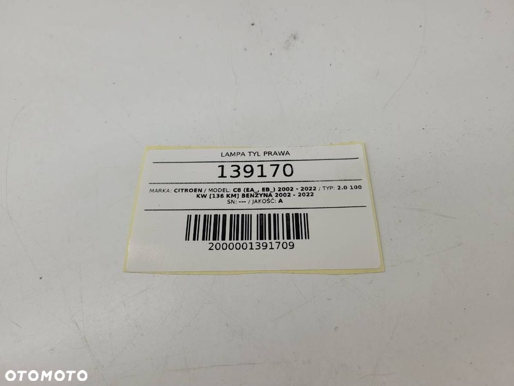 LAMPA TYL PRAWA CITROEN C8 I 2004 EUROPA - 6