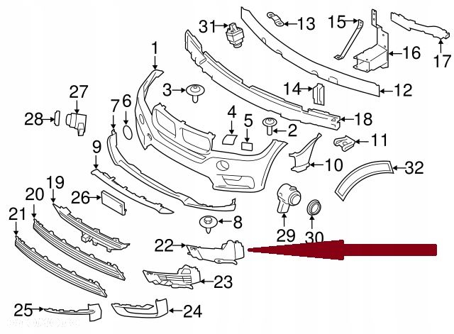 KRATKA ZDERZAKA BOCZNA PRAWA BMW X5 F15 51117307994 ORYGINAŁ - 2