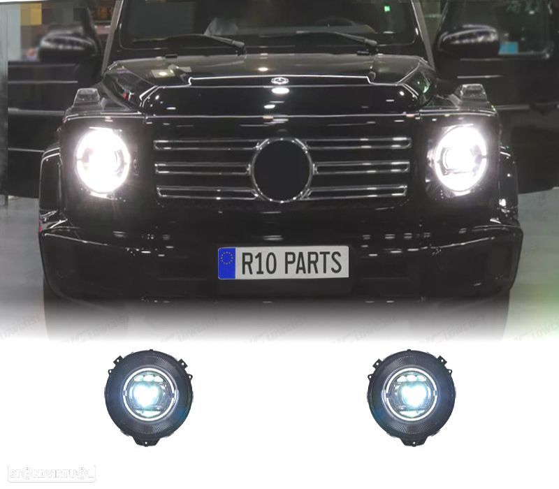FARÓIS MERCEDES CLASSE G W463 89-18 LOOK AMG G55 FUNDO PRETO - 1