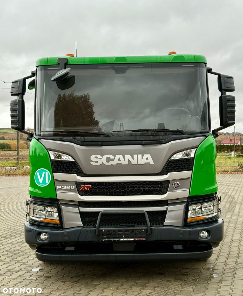 Scania P320 / PLATFORMA / NOWY / 5 TYŚ KM / SYPIALKA / 2023 ROK / CAŁA NA PODUSZKACH / 7.7 M DŁUGOŚCI / LAWETA / DO PRZEWOZU MASZYN ROLNICZYCH ITP - 7