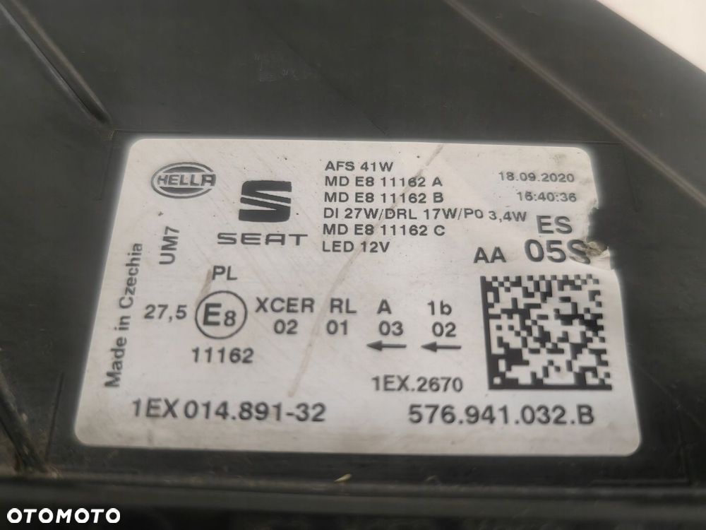 SEAT ATECA LIFT LAMPA PRAWA FULL LED EUROPA 576941032B - 7