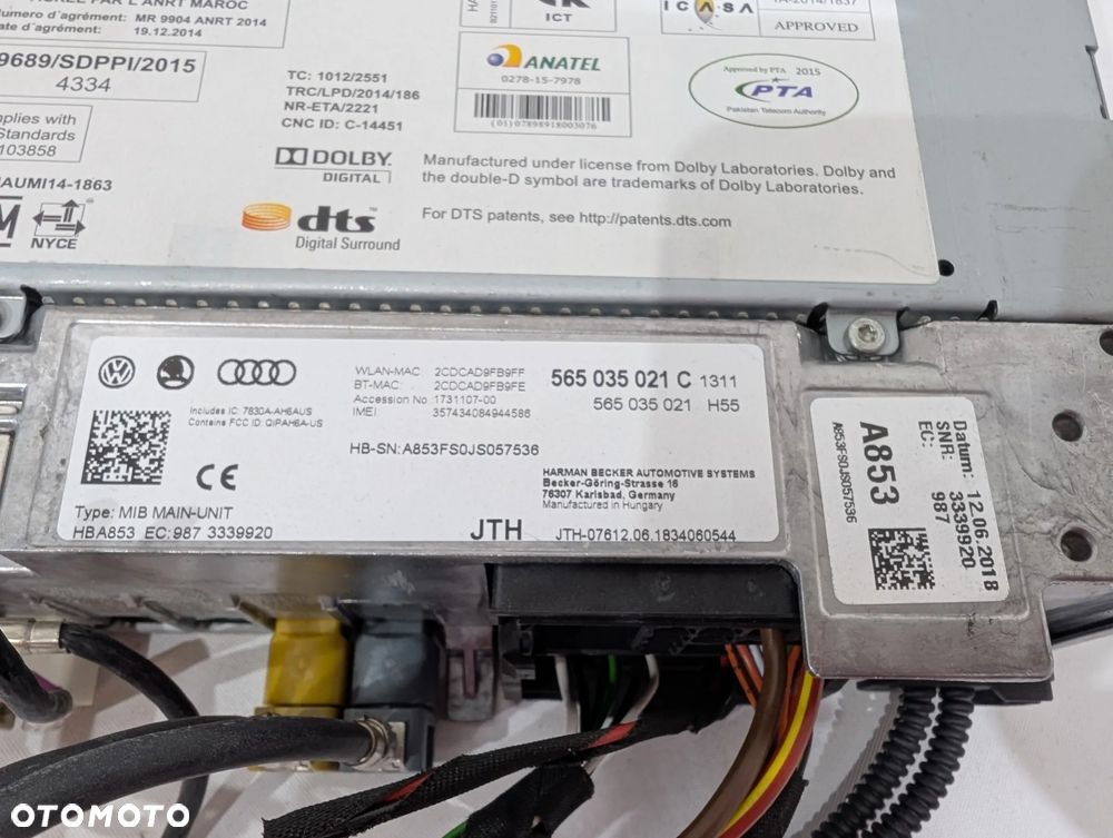 SKODA SUPERB III RADIO NAWIGACJA WYŚWIETLACZ 3V0919606D 565035021C - 9