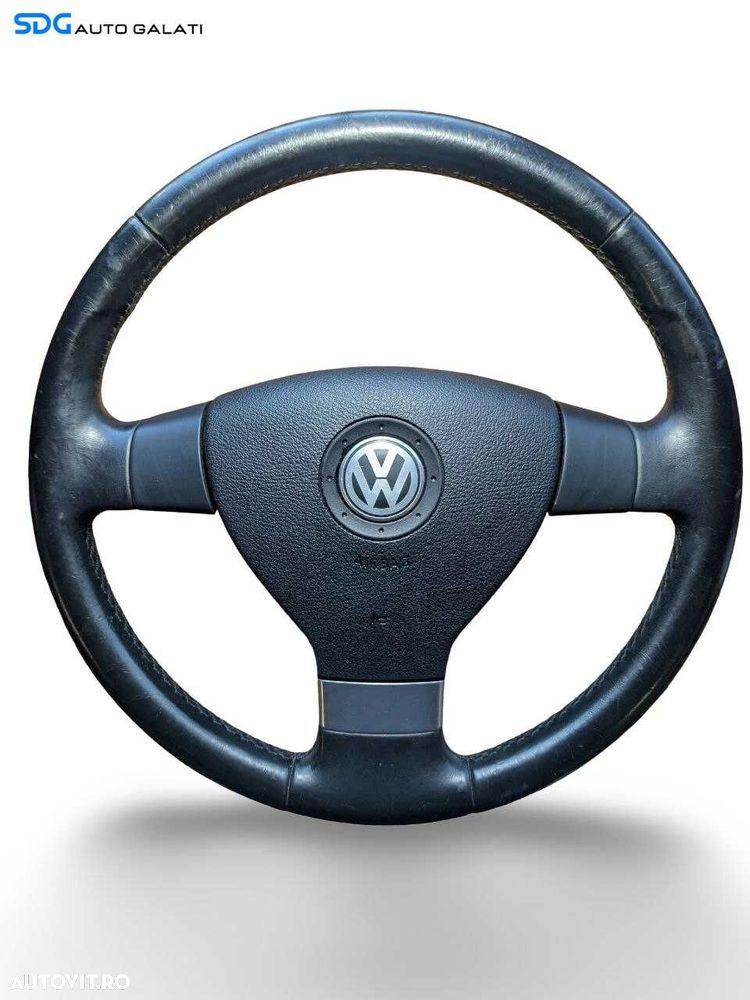 Volan din Piele in 3 Spite FARA Airbag Volkswagen Golf 5 2004 - 2008 [L9118] - 1