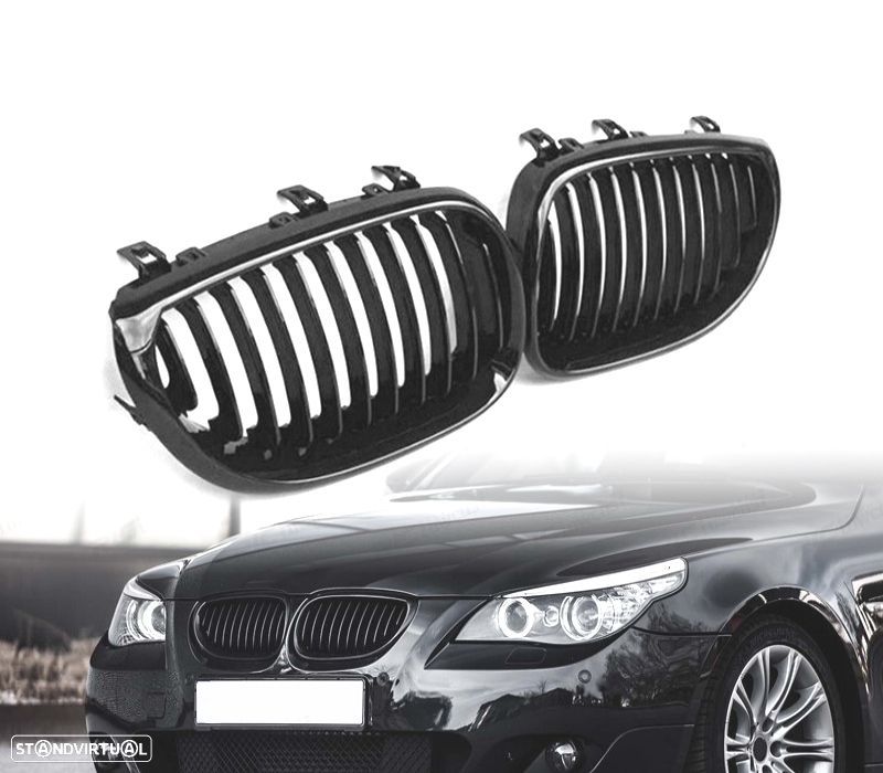 GRELHAS FRONTAIS BMW E60 E61 03-10 LOOK M PERFORMANCE PRETO BRILHANTE - 1