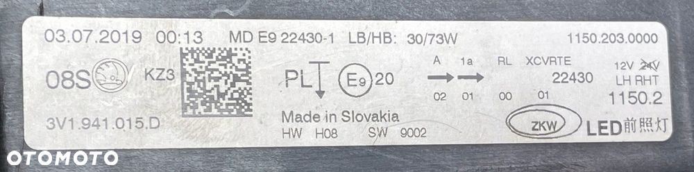 SKODA SUPERB 3 III LIFT LEWA LAMPA PRZÓD FULL LED 3V1941015D 03.07.2019 - 12