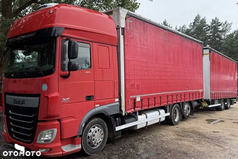 DAF XF460 SUPER SPACE CAB 6x2 JUMBO OŚ PODNOSZONA AUTOMAT ZABUDOWA WIELTON FIRANKA DŁ:7.80m + PRZYCZEPA TANDEM WIELTON FIRANKA DŁ:7.80m OSIE BPW ZESTAW PRZESTRZENNY PRZEJAZDOWY 120m3 ŁADNY - 1