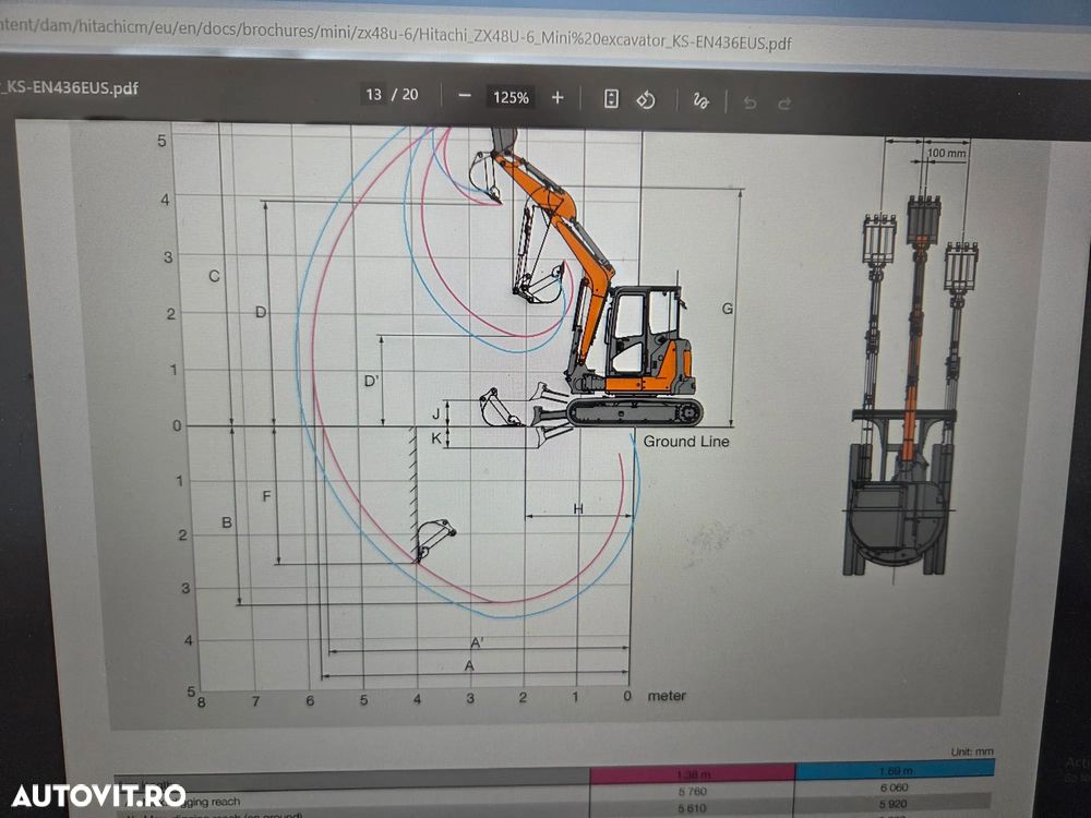 Hitachi ZX48U-6, 2023, 2.662h, CUPLA RAPIDA HIDR+3 CUPE NOI, Lama nivelare, Masa operationala 5t, latime 2m, ad sapare 4m, ridica 2,6t, Aer cond, Antifurt, senile 80% ok, posibil leasing 4 ani, PROMOTIE 39.500 EUR+Tva - 9