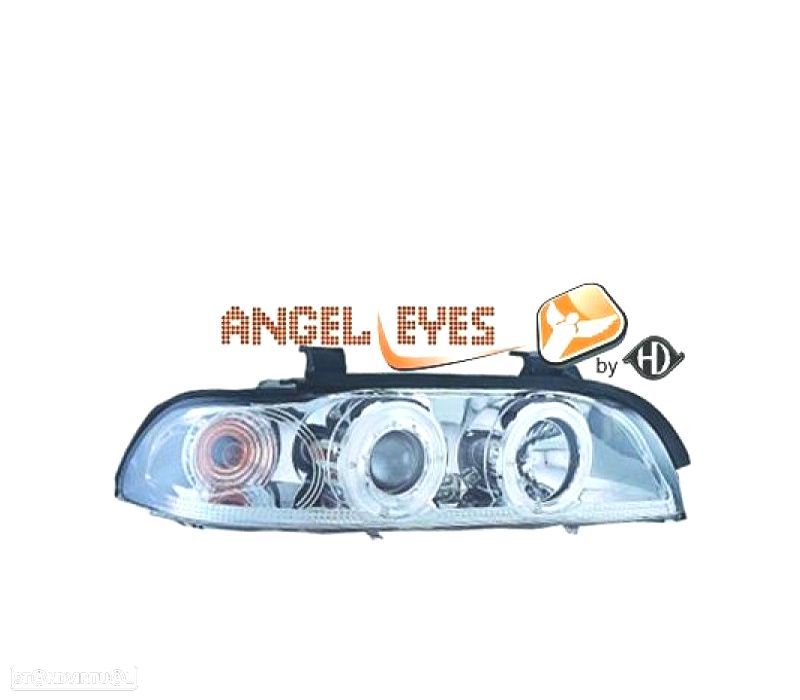 FARÓIS FRONTAIS BMW E39 95-00 ANGEL EYES CROMO CCFL - 1