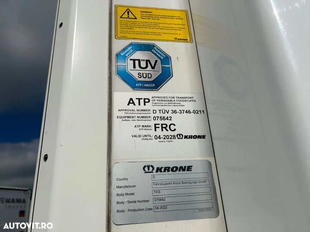 Krone Thermoking, Axa liftanta,8805 ore functionare, lada paleti,  factura externa - 18