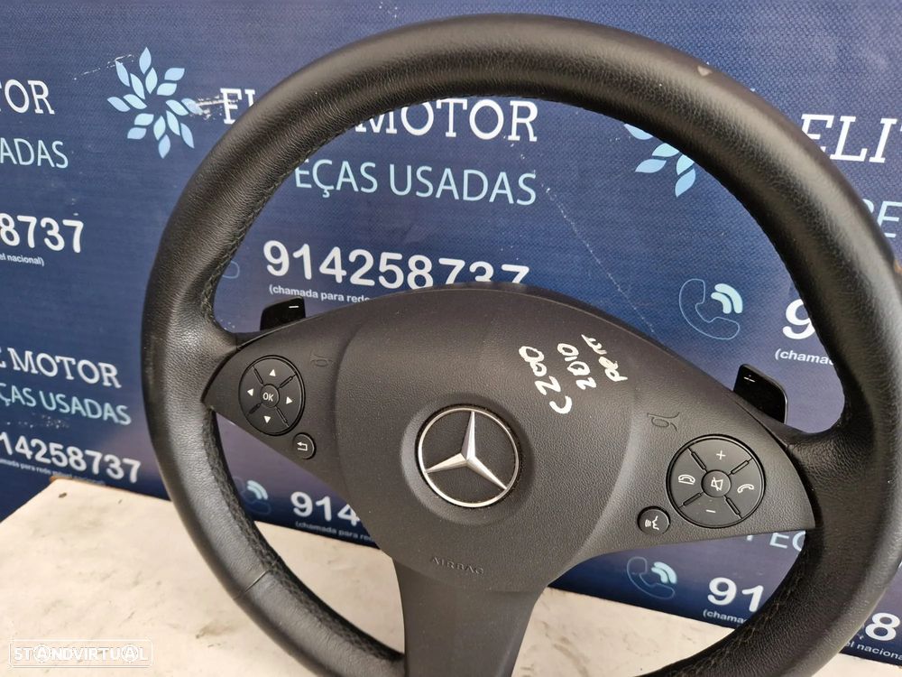 Volante usado pele com airbag MERCEDES CLASS C W204 PATILHAS AUTOMATICO - 4