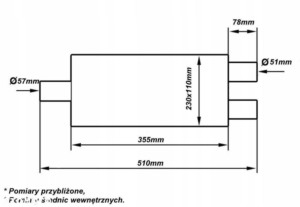 Tłumik Środkowy 57-51mm TurboWorks LT 304SS - 5