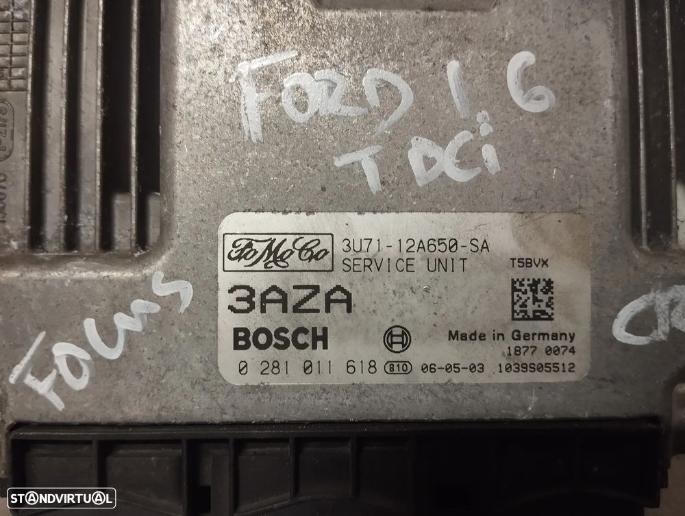 UNIDADE / CENTRALINA DO MOTOR FORD C-MAX / FOCUS II / MAZDA 3 1.6TDCI REF. 3U71-12A650-SA 0281011618 - 3