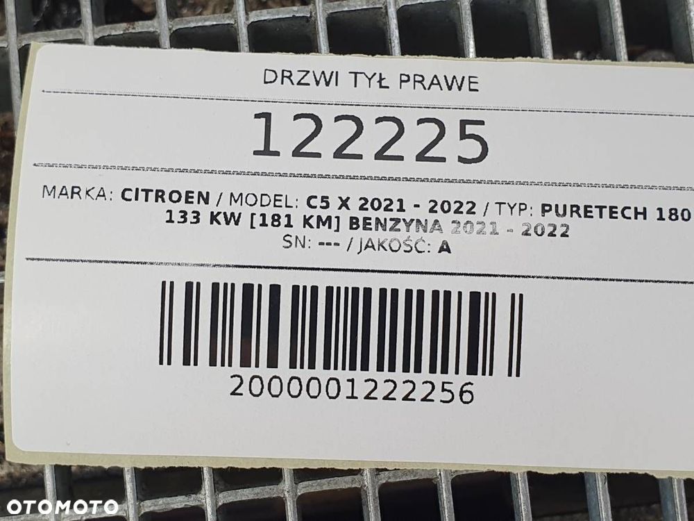 DRZWI TYŁ PRAWE KOMPLETNE CITROEN C5 X C5X EN9 BIAŁE - 14