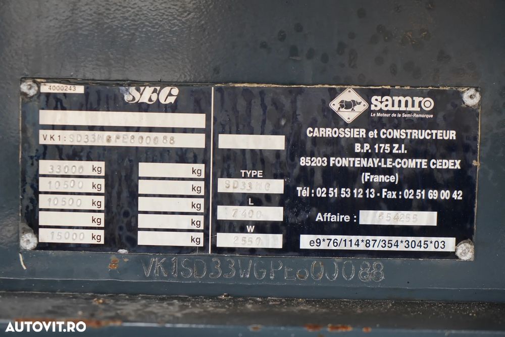 Samro / KIT / SEMIREMORCĂ / CONTAINER / TRAVERSĂ / B-TRAIN / 7,3 + 7,3 m / PODEA REZISTENTĂ - 34