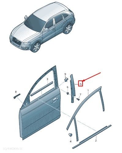 Listwa Audi Q5 I 8R 08-16r. NOWA lewa środkowa nakładka osłona słupka drzwi przednich matowa - 1