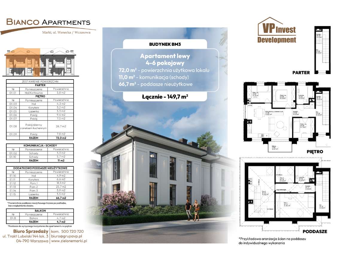 Apartament BM3 piętro | dodatkowo: poddasze nieużytkowe 66,70 m²