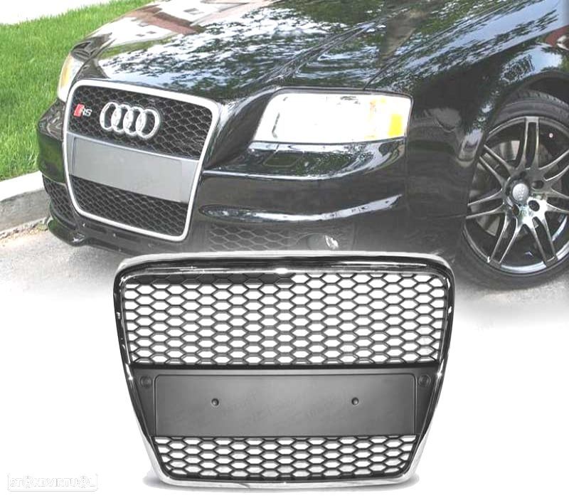 GRELHA FRONTAL AUDI A6 4F 04-08 LOOK RS6 CROMADA - 1