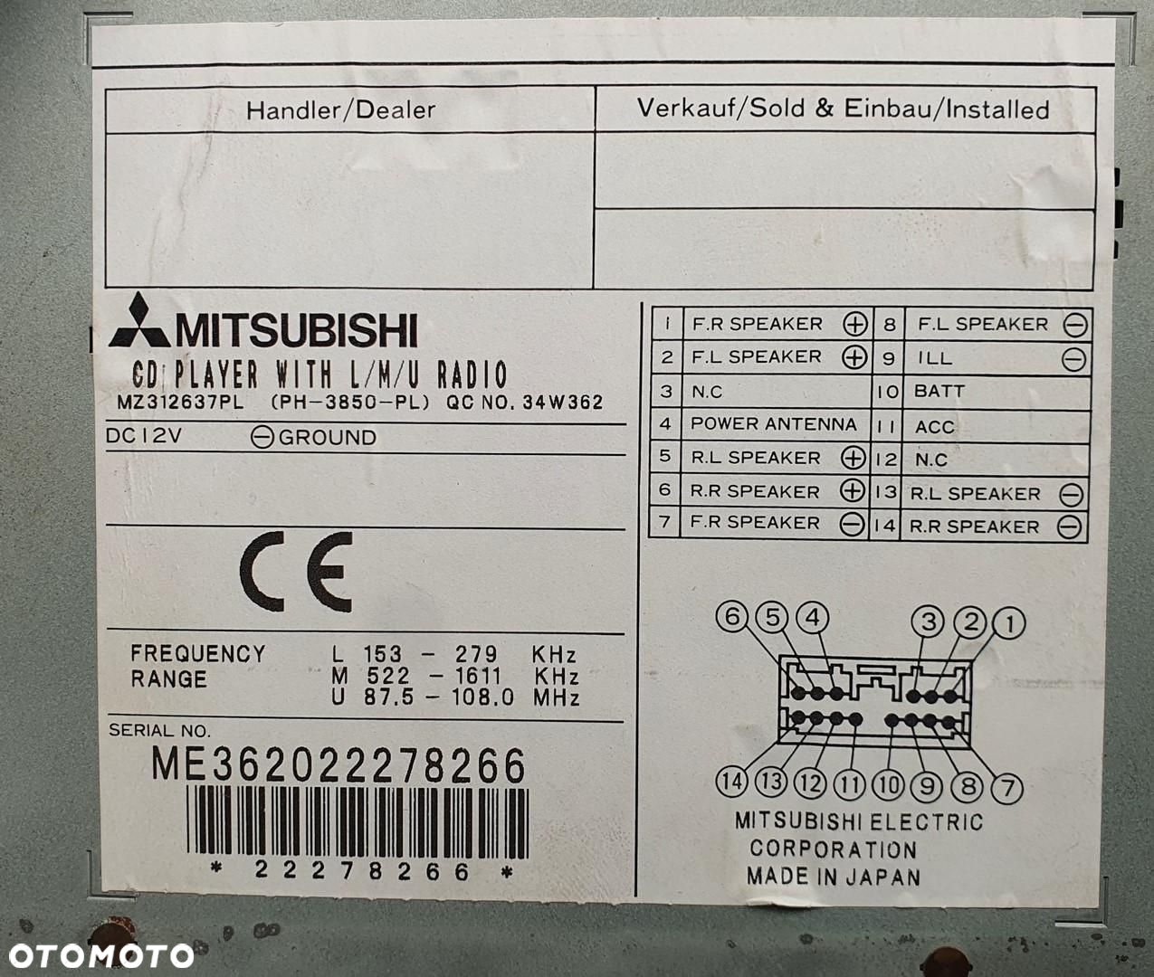 RADIO CD MITSUBISHI SPACE STAR MZ312637PL - 4