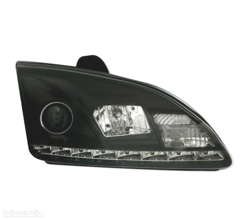 FARÓIS FRONTAIS PARA FORD FOCUS MK2 LUZ DIURNA LED 5W FUNDO PRETO - 4