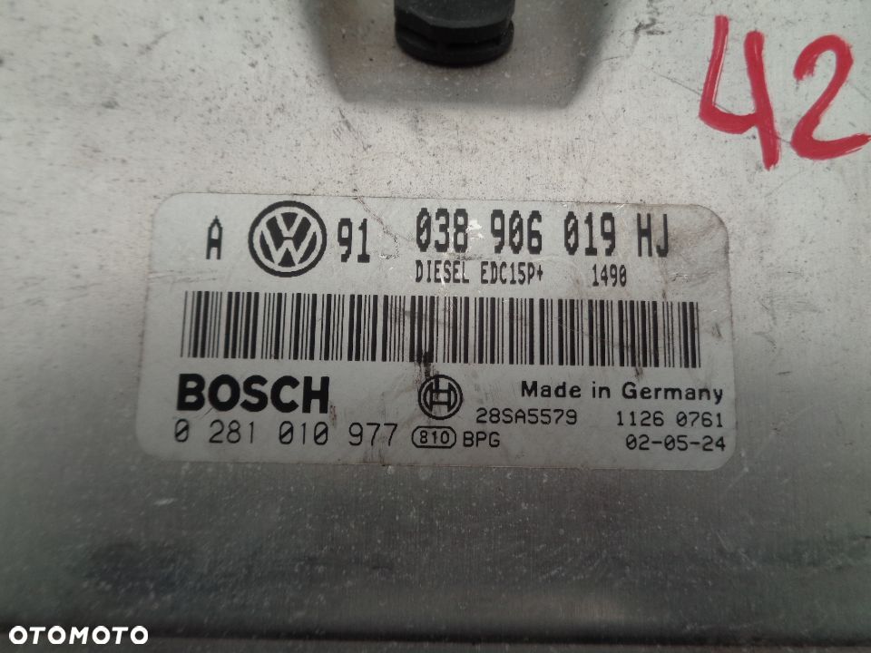 VW GOLF IV 1.9 TDI KOMPUTER STEROWNIK SILNIKA 038906019HJ - 2