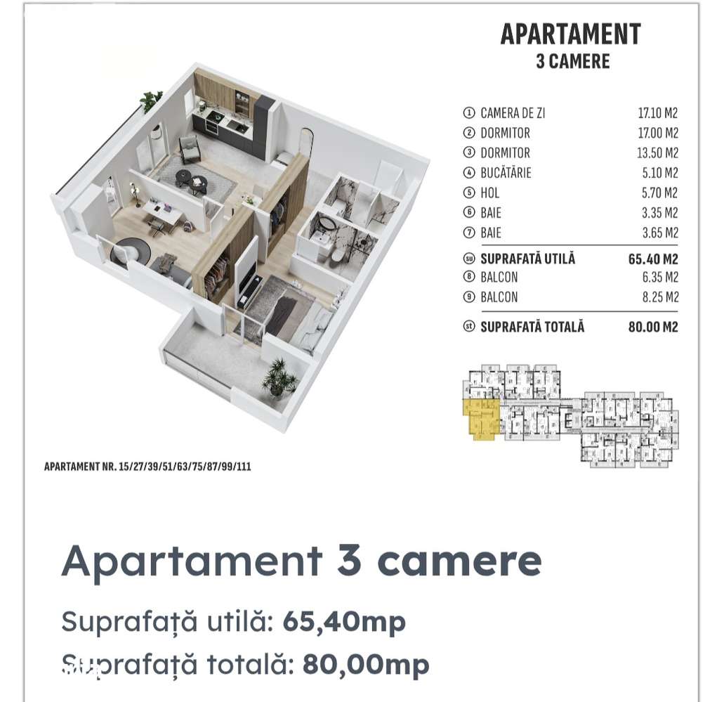 Apartament 3 camere 80mp — fotografia 3
