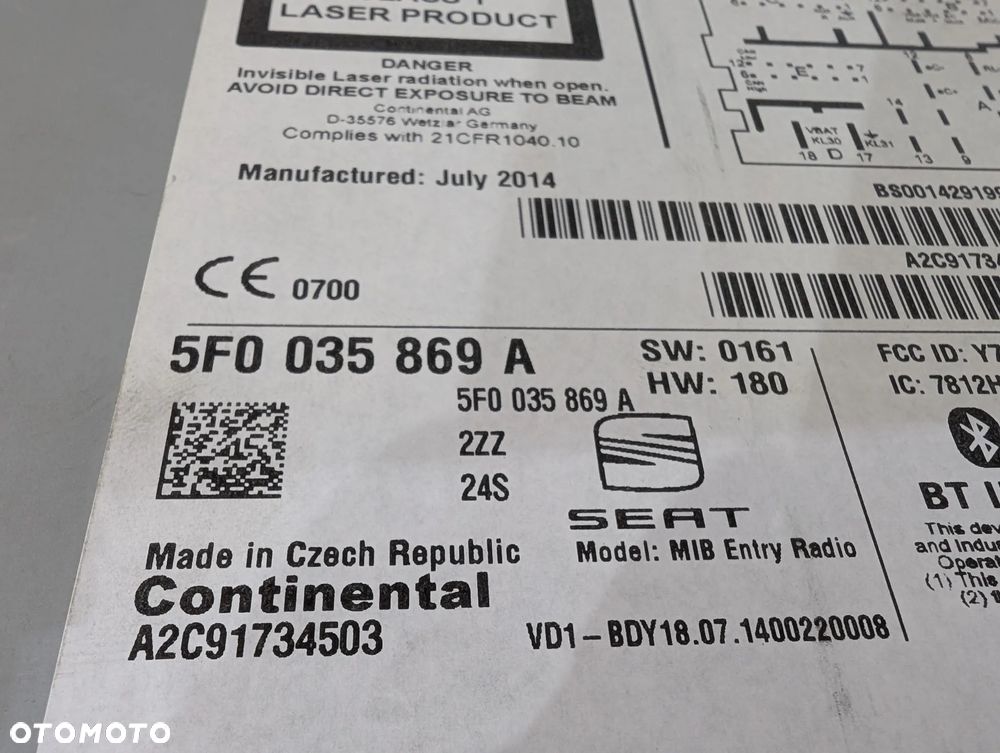 SEAT LEON III RADIO WYSWIETLACZ 5F0035869A - 6